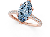 Rose gold Fancy Blue Marquise  Solitaire Diamond Engagement Ring with Pave Band and Six-Prong Setting_21
