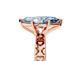 Rose gold Fancy Blue Marquise  Solitaire Diamond Engagement Ring with XO Engraved Band and Four-Prong Setting 1
