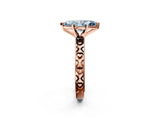 Rose gold Fancy Blue Marquise  Solitaire Diamond Engagement Ring with XO Engraved Band and Four-Prong Setting 4