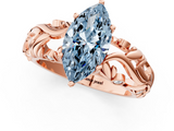 Rose gold Fancy Blue Marquise  Solitaire Diamond Leaf Vine Band with Prong Setting_29