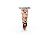 Rose gold Fancy Blue Marquise  Solitaire Diamond Leaf Vine Band with Prong Setting_30