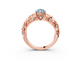 Rose gold Fancy Blue Marquise  Solitaire Diamond Leaf Vine Band with Prong Setting_31