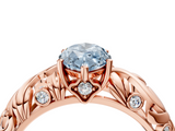 Rose gold Fancy Blue Marquise  Solitaire Diamond Leaf Vine Band with Prong Setting_32