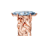 Rose gold Fancy Blue Marquise  Solitaire Diamond Leaf Vine Band with Prong Setting_33