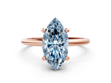 Rose gold Fancy Blue Marquise  Solitaire Diamond Ring with 4-Prong Setting on a Classic Band_3