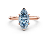 Rose gold Fancy Blue Marquise  Solitaire Diamond Ring with Bamboo Band and Four-Prong Setting_52