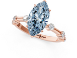 Rose gold Fancy Blue Marquise  Solitaire Diamond Ring with Bezel Set Side Stones and Prong Setting_4
