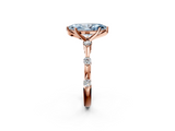 Rose gold Fancy Blue Marquise  Solitaire Diamond Ring with Bezel Set Side Stones and Prong Setting_5