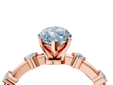 Rose gold Fancy Blue Marquise  Solitaire Diamond Ring with Bezel Set Side Stones and Prong Setting_7