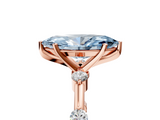 Rose gold Fancy Blue Marquise  Solitaire Diamond Ring with Bezel Set Side Stones and Prong Setting_8