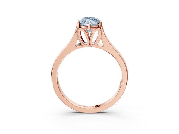 Rose gold Fancy Blue Marquise  Solitaire Diamond Ring with Cathedral Band and Four-Prong Setting