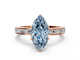 Rose gold Fancy Blue Marquise  Solitaire Diamond Ring with Channel-Set Baguette Band and Four-Prong Setting_88