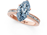 Rose gold Fancy Blue Marquise  Solitaire Diamond Ring with Channel-Set Baguette Band and Four-Prong Setting_89