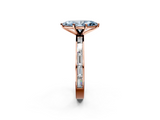 Rose gold Fancy Blue Marquise  Solitaire Diamond Ring with Channel-Set Baguette Band and Four-Prong Setting_90