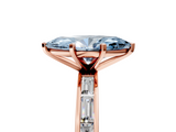 Rose gold Fancy Blue Marquise  Solitaire Diamond Ring with Channel-Set Baguette Band and Four-Prong Setting_93