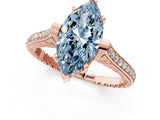 Rose gold Fancy Blue Marquise  Solitaire Diamond Ring with Channel Set Band and Bezel Prong Setting_81