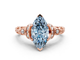 Rose gold Fancy Blue Marquise  Solitaire Diamond Ring with Filigree Band and Four-Prong Setting_64