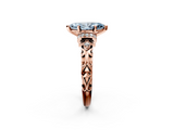 Rose gold Fancy Blue Marquise  Solitaire Diamond Ring with Filigree Band and Four-Prong Setting_66