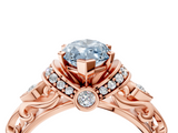 Rose gold Fancy Blue Marquise  Solitaire Diamond Ring with Filigree Band and Four-Prong Setting_68