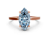 Rose gold Fancy Blue Marquise  Solitaire Diamond Ring with Four-Prong Setting and Tapered Band 1