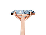 Rose gold Fancy Blue Marquise  Solitaire Diamond Ring with Four-Prong Setting and Tapered Band