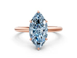 Rose gold Fancy Blue Marquise  Solitaire Diamond Ring with Four-Prong Setting on a Plain Band_20