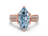 Rose gold Fancy Blue Marquise  Solitaire Diamond Ring with Milgrain Pavé Band and Four-Prong Setting_20