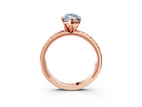 Rose gold Fancy Blue Marquise  Solitaire Diamond Ring with Milgrain and Black Enamel X Pattern Band_123