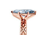 Rose gold Fancy Blue Marquise  Solitaire Diamond Ring with Milgrain and Black Enamel X Pattern Band_125