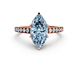 Rose gold Fancy Blue Marquise  Solitaire Diamond Ring with Pavé Band and Four-Prong Setting_113