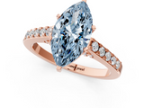 Rose gold Fancy Blue Marquise  Solitaire Diamond Ring with Pavé Band and Four-Prong Setting_114