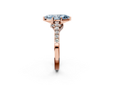 Rose gold Fancy Blue Marquise  Solitaire Diamond Ring with Pavé Band and Four-Prong Setting_115