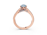 Rose gold Fancy Blue Marquise  Solitaire Diamond Ring with Pavé Band and Four-Prong Setting_116