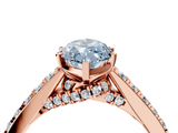 Rose gold Fancy Blue Marquise  Solitaire Diamond Ring with Pavé Band and Four-Prong Setting_117