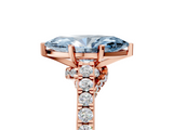 Rose gold Fancy Blue Marquise  Solitaire Diamond Ring with Pavé Band and Four-Prong Setting_118