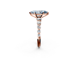 Rose gold Fancy Blue Marquise  Solitaire Diamond Ring with Pave Band and Four-Prong Setting_273