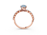 Rose gold Fancy Blue Marquise  Solitaire Diamond Ring with Pave Band and Four-Prong Setting_274