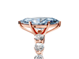 Rose gold Fancy Blue Marquise  Solitaire Diamond Ring with Pave Band and Four-Prong Setting_276