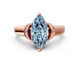 Rose gold Fancy Blue Marquise  Solitaire Diamond Ring with Pave Band and Six-Prong Setting_32