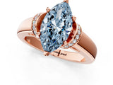 Rose gold Fancy Blue Marquise  Solitaire Diamond Ring with Pave Band and Six-Prong Setting_33