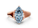 Rose gold Fancy Blue Marquise  Solitaire Diamond Ring with Six-Prong Cathedral Setting_32