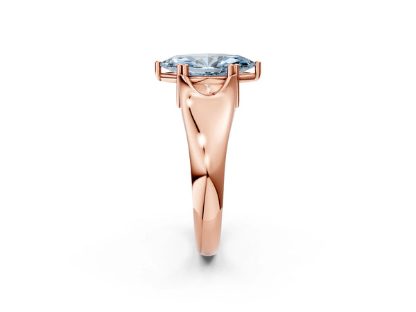 Rose gold Fancy Blue Marquise Cut Diamond Solitaire Ring with Wide Band and Prong Setting