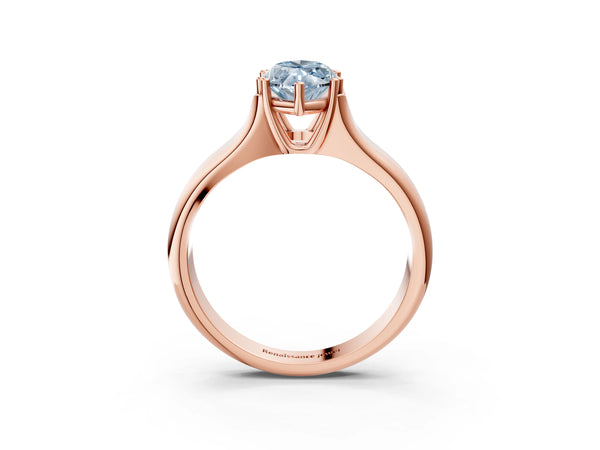 Rose gold Fancy Blue Marquise Cut Diamond Solitaire Ring with Wide Band and Prong Setting