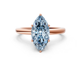 Rose gold Fancy Blue Marquise  Solitaire Diamond Ring with Six-Prong Setting on a Classic Band_3