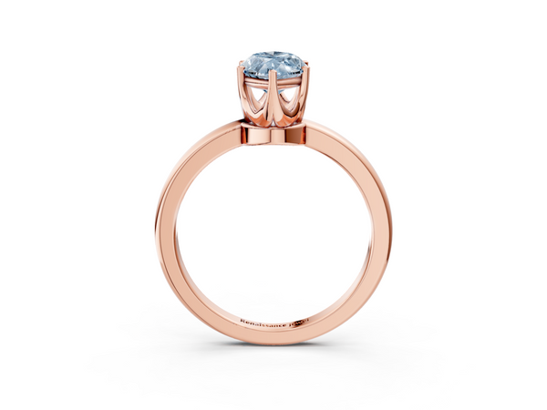 Rose gold Fancy Blue Marquise  Solitaire Diamond Ring with Six-Prong Setting on a Classic Band