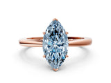 Rose gold Fancy Blue Marquise  Solitaire Diamond Ring with Split Shank and Four-Prong Setting_12