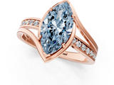 Rose gold Fancy Blue Marquise  Solitaire Diamond Ring with Split Shank and Prong Setting_43