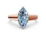 Rose gold Fancy Blue Marquise  Solitaire Diamond Ring with Tapered Band and Four-Prong Setting_49