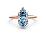 Rose gold Fancy Blue Marquise  Solitaire Diamond Ring with a Classic Band and Four-Prong Setting 1