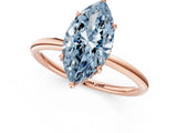 Rose gold Fancy Blue Marquise  Solitaire Diamond Ring with a Classic Band and Four-Prong Setting 2